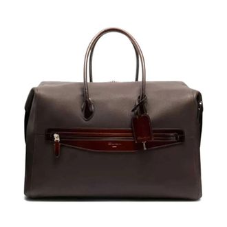 Santoni Tumbled Leather Weekendtas - Heren - Weekendtassen - Bruin - ONE Size - Leer - Tassen