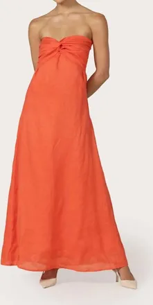Lusana Melody Maxi Dress In Salsa Coral