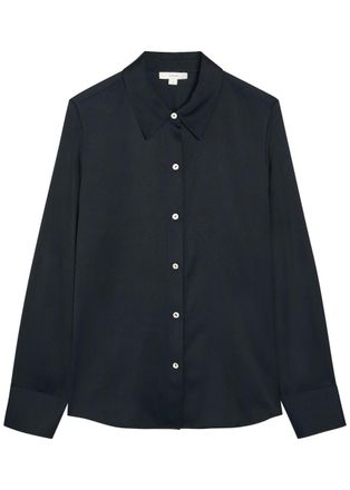 Vince Silk-blend Shirt - Navy - XL (UK16 / XL)