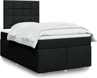 vidaXL Cama Box Spring Con Colch&oacute;n Tela Negro 120x190 Cm Vidaxl