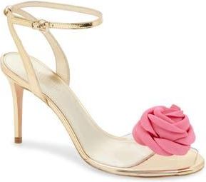 Giambattista Valli Rosette Embellished Ankle Strap Sandal in Gold/Rose at Nordstrom Rack, Size 10Us / 40Eu