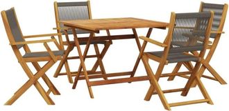 vidaXL 5 Piece Garden Dining Set Grey Polypropylene and Solid Wood vidaXL
