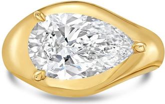 Diana M. Jewels 18KT YELLOW GOLD LAB GROWN PEAR SHAPE DIAMOND FASHION RING WEIGHING 10.00 CTS TW