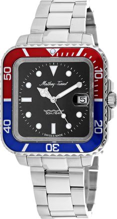 Mathey-Tissot Mens Vintage Square Black Dial Watch