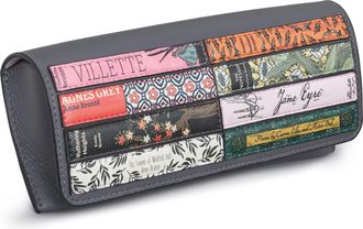 Yoshi Brontë Bookworm Leather Glasses Case, Sunglasses Case, Flap Over, Grey Leather by Yoshi