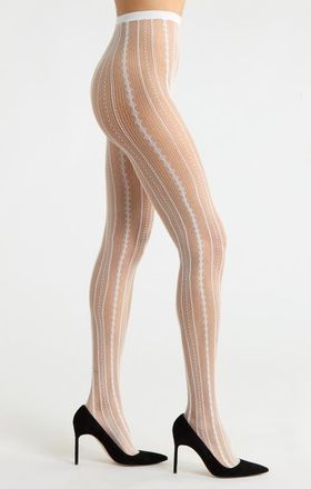 Nordstrom Feminine Lace Tights in Ivory Sweet at Nordstrom, Size Medium