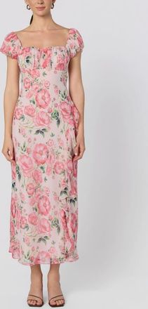 ASTR the Label Florence Floral Ruffle Detail Dress in Pink Floral at Nordstrom, Size X-Small