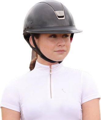 Hy Equestrian Roka Royal Show Shirt - White with Rose Gold Diamantes (X Small)