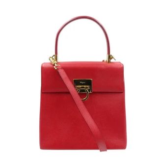 Ferragamo Tweedehands leren handtassen - Dames - Vintage Handtas - Rood - ONE Size - Leer - Vintage