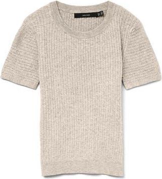 Vero Moda Mirla Short Sleeve Cable Knit Sweater in Birch at Nordstrom Rack, Size X-Large