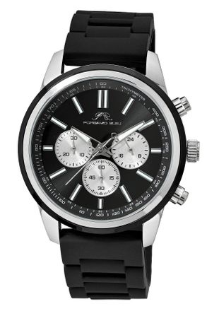 Porsamo Bleu Logan Chronograph Silicon Silver Tone & Black Mens Watch 1451DLOR