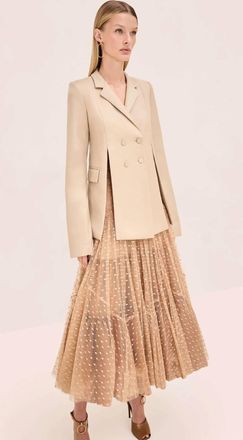 Alexis Joaquin Double Breasted Blazer Jacket In Beige