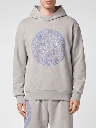 Plein Sport Tiger Cotton Hoodie with Contrasting Logo
