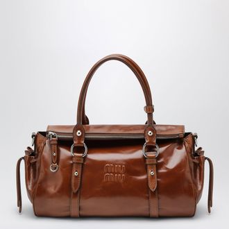Miu Miu Large top-handle bag in glossy Palisander leather