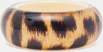 Roberto Cavalli Beige/black Resin Leopard Print Wide Bangle Bracelet
