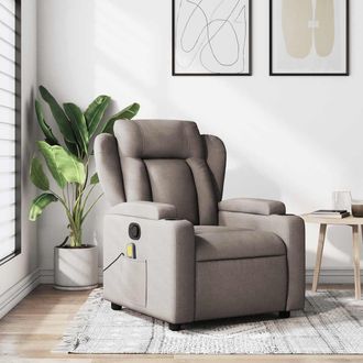 vidaXL Sill&oacute;n De Masaje Reclinable De Tela Gris Taup&eacute; Vidaxl