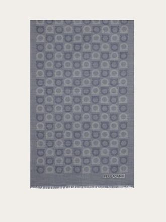 Ferragamo Mens Blue Wool Silk Scarf