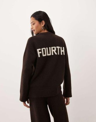 4th & Reckless maglione coordinato con logo sul retro fourth color cioccolato-Marrone