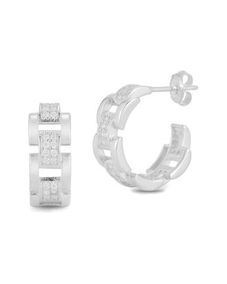 Chloe and Madison Chloe And Madison Silver Cz Chunky Link Hoops