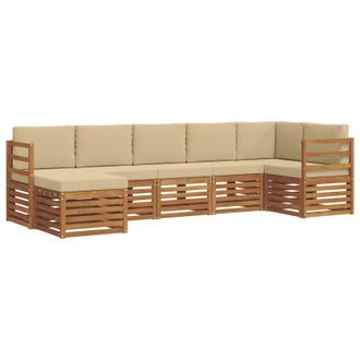 vidaXL Conjunto De Sof&aacute; Seccional Con Coj&iacute;n 7 Pcs Natural Y Beige Vidaxl