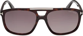 Tom Ford Brianna 58mm Gradient Navigator Sunglasses in Havana Rose Gold/roviex Lens at Nordstrom