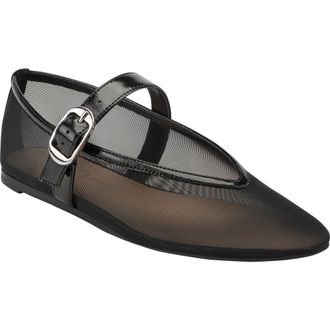 Marc Fisher Godina Mesh Mary Jane Flat in Black at Nordstrom, Size 5.5