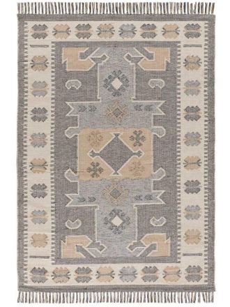 Atticgo Alfombra de algod&oacute;n &eacute;tnica gris/beige 160x230 cm
