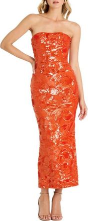 Helsi Leslie Pattern Sequin Strapless Gown in Papaya at Nordstrom, Size X-Large