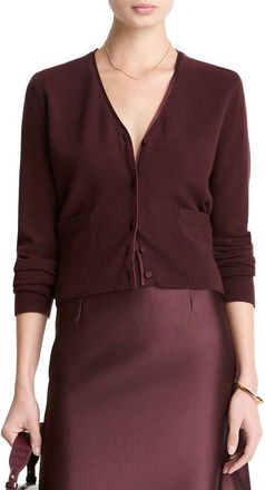Vince Satin Button Wool & Cashmere-Blend Cardigan