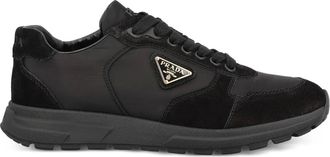 Prada logo-plaque leather sneakers - Black