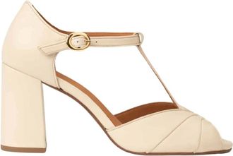 Maison Toufet Schoenen, Dames, Beige, 39 EU, Leer, Handgemaakte hak sandalen ovale vorm