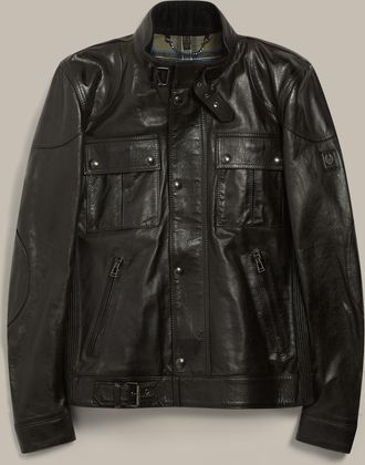 Belstaff Gangster Icon Jacket Mens Hand Waxed Leather Black Size UK 34