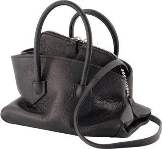 The Attico Womens La Passeggiata Mini Top Handle Bag - The Attico Leather Black Calfskin Shoulder-Hobo-Bags