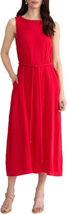 Jones New York Belted Sleevless Midi Dress in Rouge at Nordstrom, Size X-Large