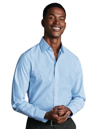 CHARLES TYRWHITT Non-Iron Bengal Stripe Shirt in Sky Blue at Nordstrom, Size 16.5 - 35
