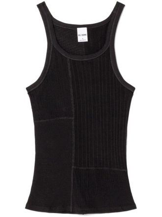 Re/Done Geribbelde tanktop - Zwart