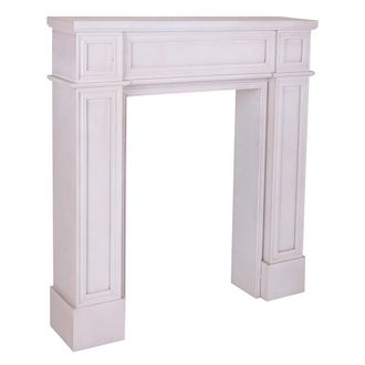 Wanderlust Deco Marco De Chimenea De Madera Tallada Blanca 100x20x110