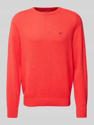 Fynch-Hatton Fynch-Hatton Strickpullover mit Logo-Stitching in Rot, Gr&ouml;&szlig;e XL