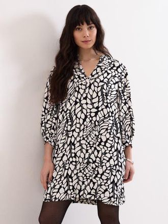 Phase Eight Milicia V-Neck Printed Mini Tunic Dress in Black/ivory at Nordstrom, Size 10
