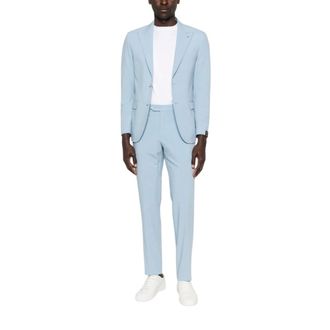 Manuel Ritz Kostuums, Heren, Blauw, M, Leer, Single-breasted Suit