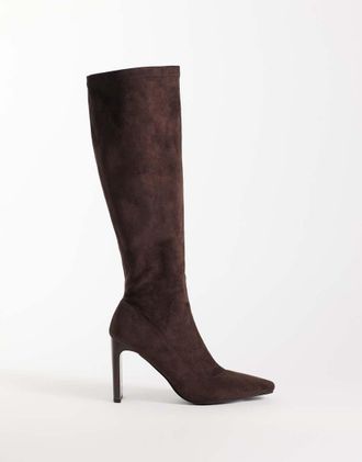 Simmi London Simmi London Londyn stivali al ginocchio a calza con tacco in suedette marrone