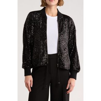 Love Token Cindy Sequin Bomber Jacket in Black at Nordstrom Rack, Size X-Small