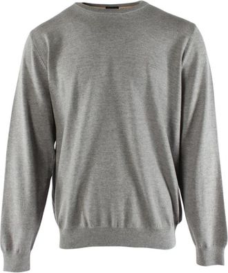 HUGO BOSS Botto-L Knit - Heren - Ronde hals truien - Grijs - S - Wol - Truien & Vesten