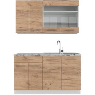 Vicco Cocina Para Solteros Fame-line, Oro Potencia Roble/blanco, 140 Cm Sin Encimera