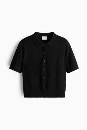 H&M Cardigan mit Kragen - Schwarz