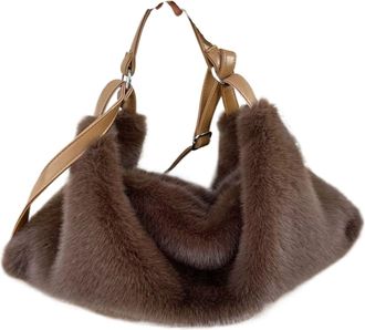 Generic Womens Plush Bags Plush Crossbody Bag Womens Single Shoulder Handbag Large Capacity Casual Autumn Winter Fashionable All-Match(Color 03)