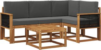 vidaXL Conjunto De Sof&aacute;s De Exterior 5 Uds. Natural Y Antracita Vidaxl