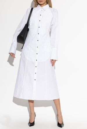 Blumarine Dress With Decorative Pleating, Womens, White