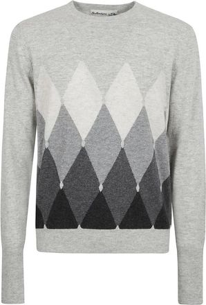 Ballantyne Truien & Vesten, Heren, Grijs, L, Kasjmier, R Neck Pullover