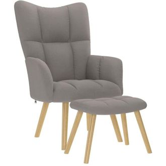 vidaXL Sill&oacute;n De Relax Con Taburete De Tela Gris Taup&eacute; Vidaxl